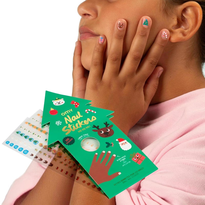 omY Christmas Nail Stickers for Kids - 200 Stickers, Waterproof, Durable, Fun, Creative Designs | Strong Enough to Last Through Hand Washing - Easy to Apply, Safe, Non-Toxic | Age 3 and Up - Image 1